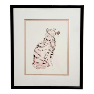 Andy Warhol Cat With Golden Rose Framed Print For Sale