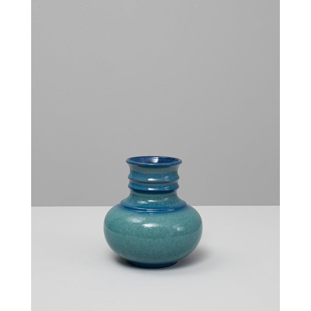 Mid-Century Modern 20th Century German Turquoise Ceramic Vase For Sale - Image 3 of 18