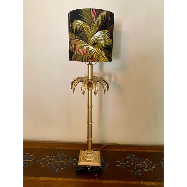 Gold 1980s Palm Beach Regency Tropical Lamp For Sale - Image 8 of 11