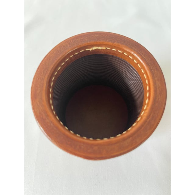 Vintage Pair of Hand Stitched Leather Dice Cups For Sale - Image 4 of 5