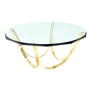 Roger Sprunger for Dunbar Mid-Century Modern Brass Glass Coffee Table Clean! For Sale