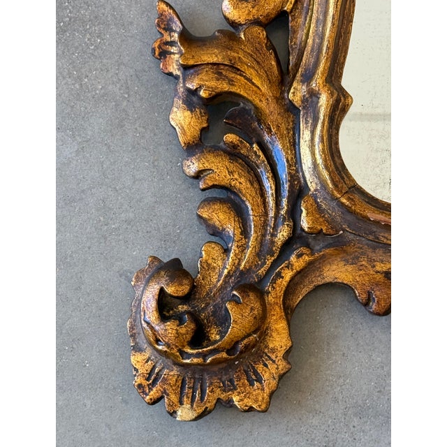Spanish Baroque Style Carved Gilded Walnut Ormolu Mirror, 1890 For Sale - Image 6 of 7