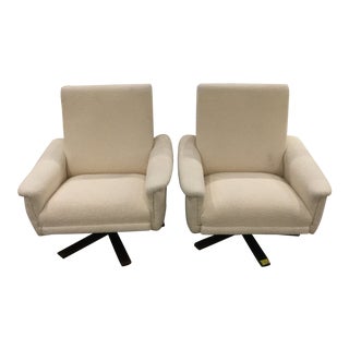 French Mid Century Swivel Chairs- A Pair For Sale
