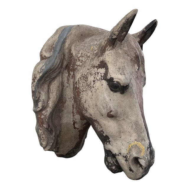 Life-Size Horse Head Sculpture, 1940s For Sale