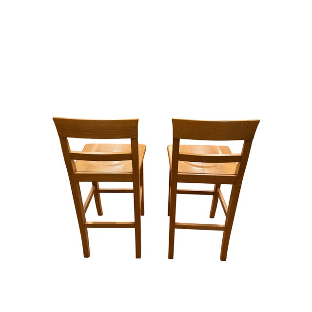 Late 20th Century Vintage Italian Beech Counter Stools- Set of 2 For Sale - Image 5 of 8