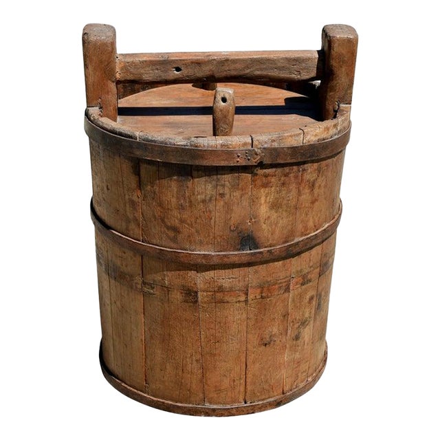 19th Century Chinese Wine Barrel Jujube Wood Iron Bands For Sale