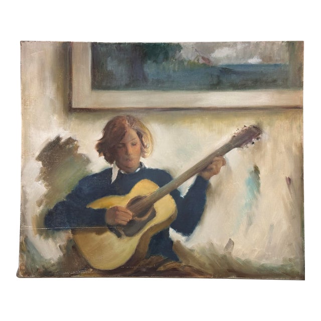 Mid 20th Century "David With Guitar" by Samuel Edmund Oppenheim For Sale