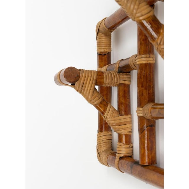 Mid-Century Modern Wall Coat Rack in Bamboo and Rattan, 1970s For Sale - Image 11 of 16