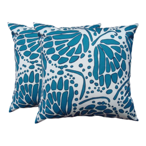Wings Butterfly Pillows – Turquoise, Hand-Printed Cotton Canvas- Set of 2