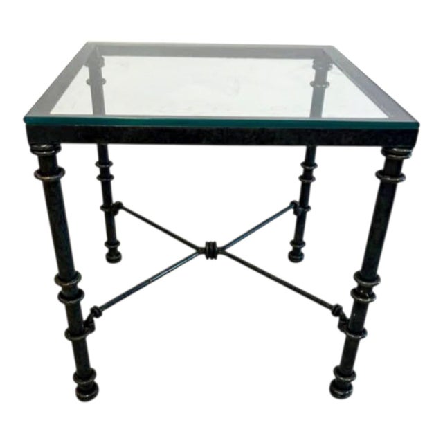 Industrial Elevate Your Living Space With the Timeless Artistry of These Diego Giacometti-Inspired Glass Top Tables 1970s For Sale - Image 3 of 12