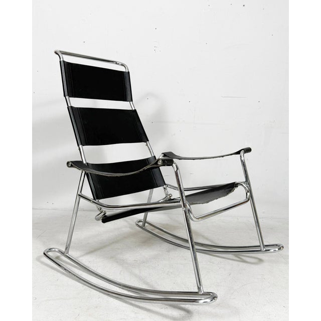 Black Bauhaus Style Rocking Chair, France, 1970s For Sale - Image 8 of 8