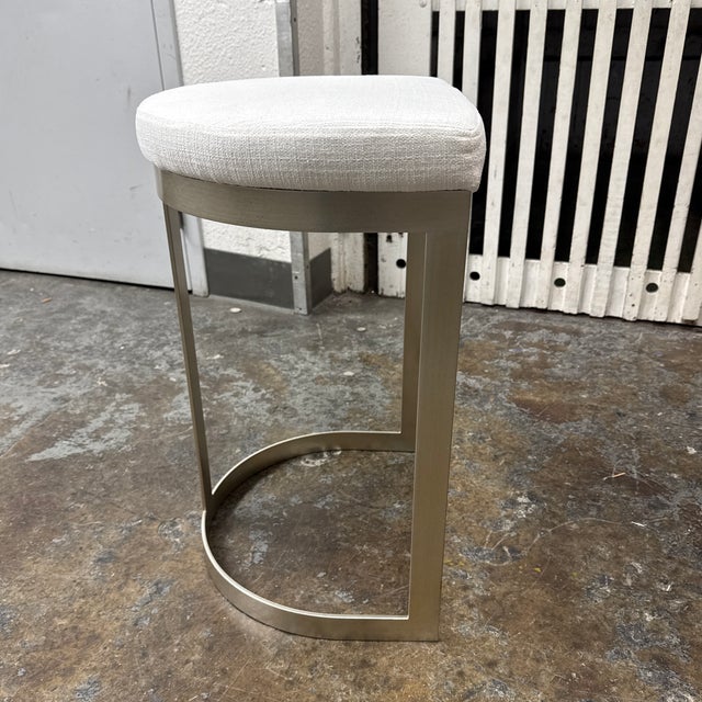 Uttermost Ivanna Counter Stool, White/Silver For Sale In San Francisco - Image 6 of 12