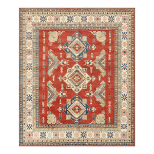 Kazak Rug 8'6'' X 9'11'' Red Wool Tribal Hand-Knotted Oriental Carpet