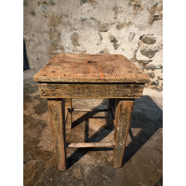 Rustic French Workshop Stool, 1900s For Sale - Image 3 of 14