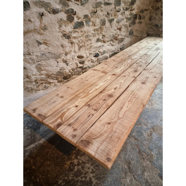 Antique Early 20th Century Industrial French Table with Cast Iron Base and Pine Top For Sale - Image 17 of 18