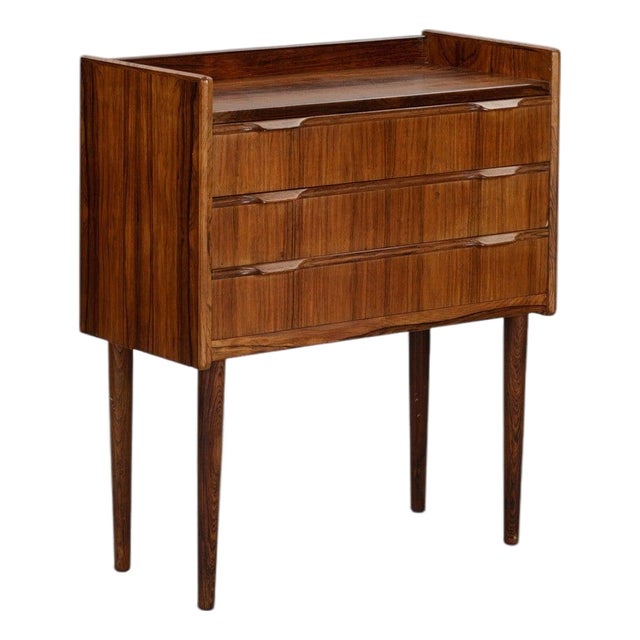 Small Three Drawer Rosewood Chest of Drawers For Sale