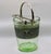Mid-Century Modern 1930s Art Deco Green Uranium Glass Ice Bucket With Silver Overlay & Chrome Tongs - 2 Piece Set For Sale - Image 3 of 14
