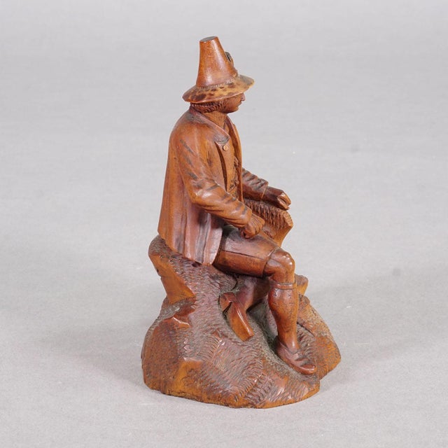 Antique Hand-Carved Tyrolean Farmer Sculpture, Ca. 1880 For Sale - Image 4 of 8