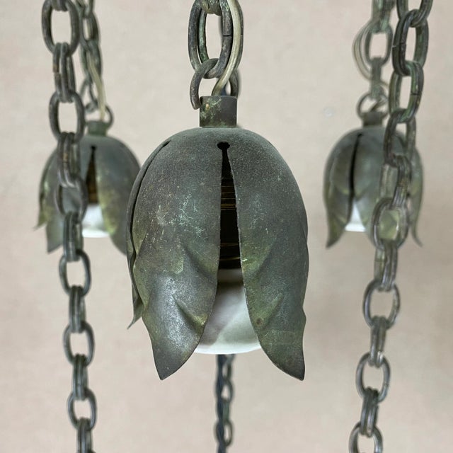 Art Nouveau Ceiling Lamp in Bronze from Böhlmarks, Sweden, 1910s For Sale - Image 6 of 7