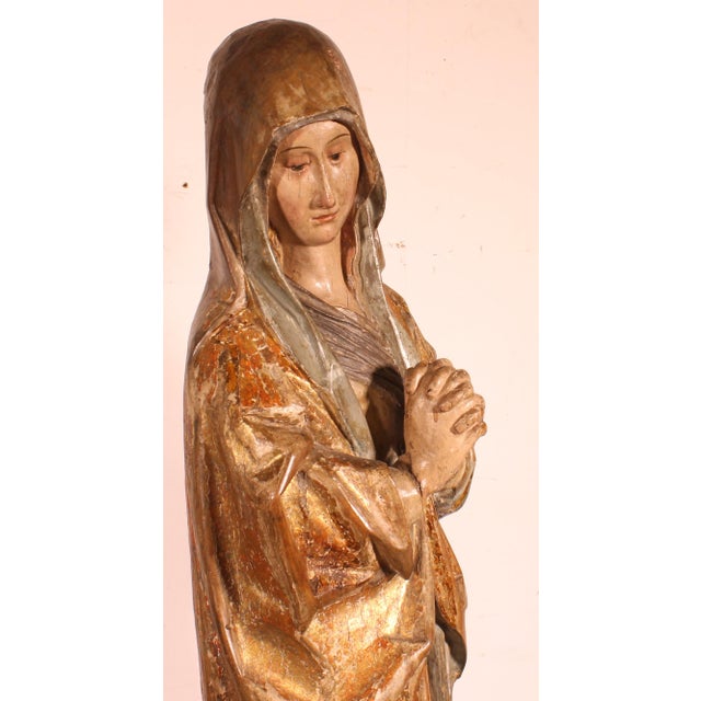 Spanish Artist, Saint John the Baptist and the Virgin Mary from a Crucifixion Group, 1500, Walnut, Set of 2 For Sale - Image 16 of 18