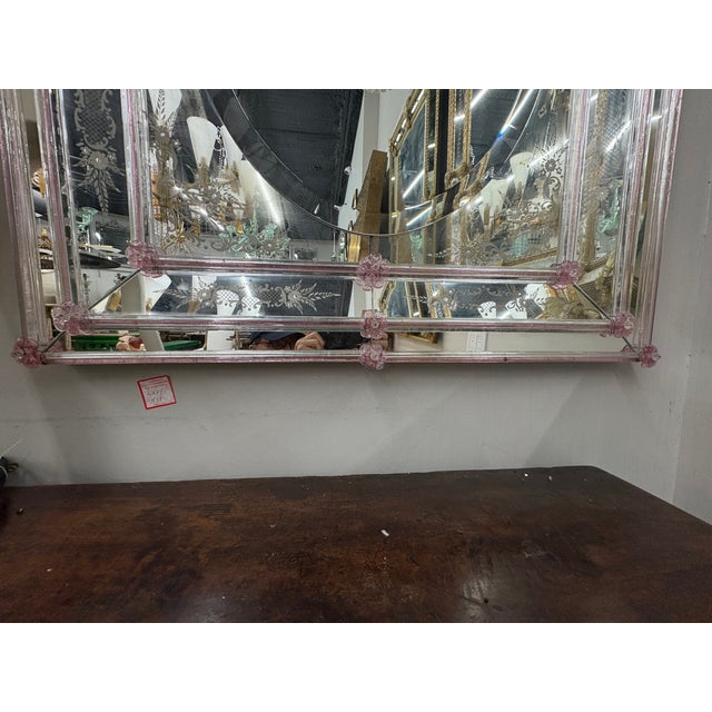 Glass Etched and Beveled Venetian Mirror For Sale - Image 7 of 13
