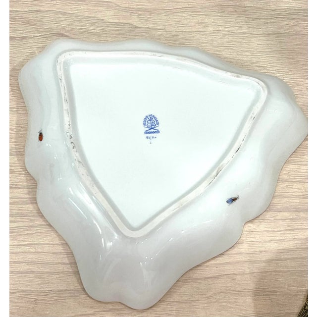 White Herend Rothschild Bird Large Triangle Dish For Sale - Image 8 of 9