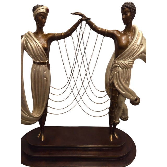 Erte Romain De Tirtoff the Wedding Bronze Sculpture Figural Dance Fine Art 1986 For Sale In Philadelphia - Image 6 of 18