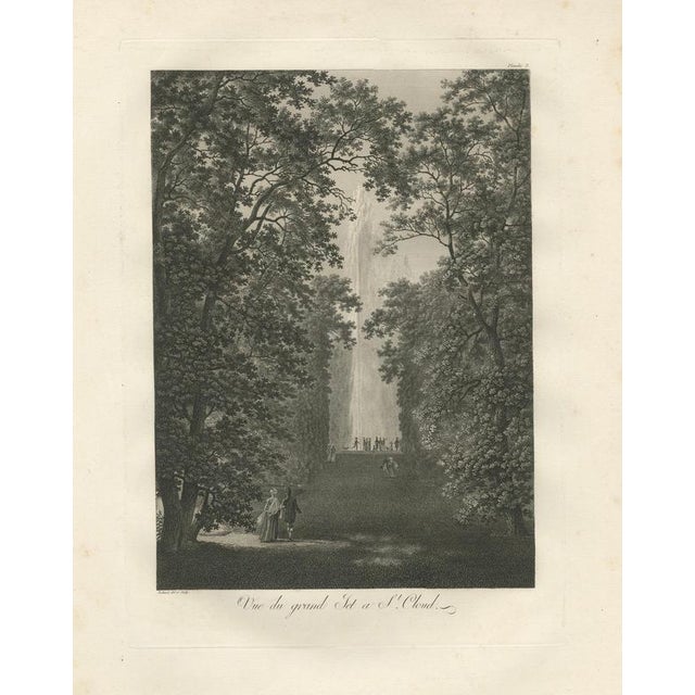 Hollywood Regency Louis-Pierre Baltard, View of the Grand Water Jet at Saint-Cloud, 1803, Engraving For Sale - Image 3 of 9