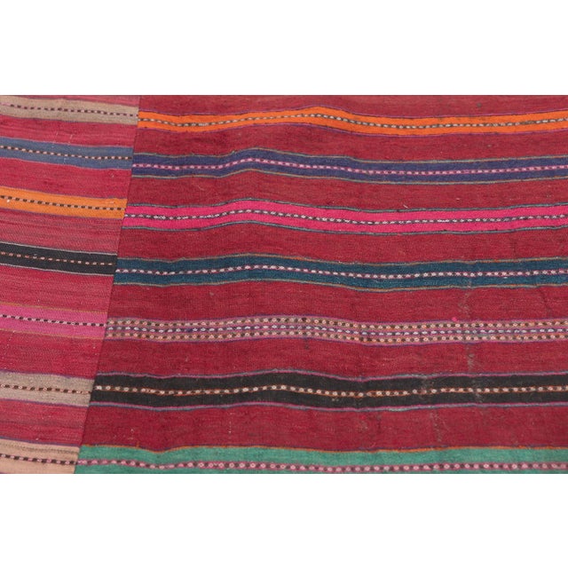 Mid 20th Century Large Vintage Turkish Striped Kilim Rug - 11'00 X 13'02 For Sale - Image 5 of 10