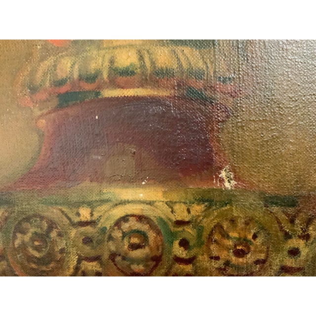 Late 19th Century French Antique Oil on Canvas NeoClassical Roundel With a Flaming Urn For Sale - Image 10 of 12