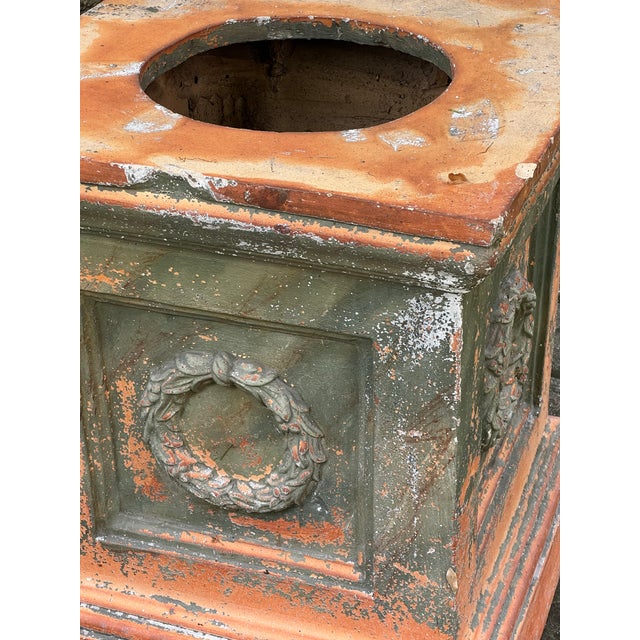 19th Century Continental Artisan Crafted Terracotta Garden Plinth, Urn Pedestal For Sale - Image 11 of 15