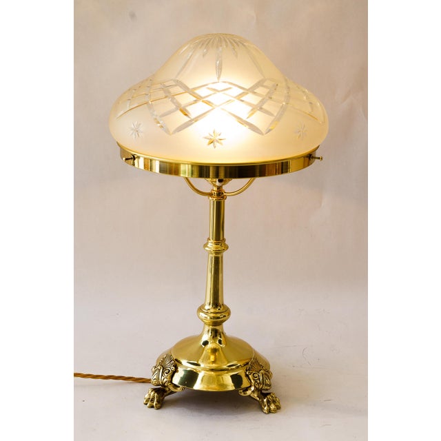 Antique Table Lamp with Cut Glass Shade, 1890s For Sale - Image 6 of 18