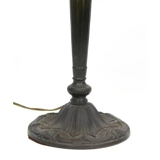 1940s Pittsburgh 6 Bent Panel Slag Glass Leaded Table Lamp For Sale - Image 5 of 8