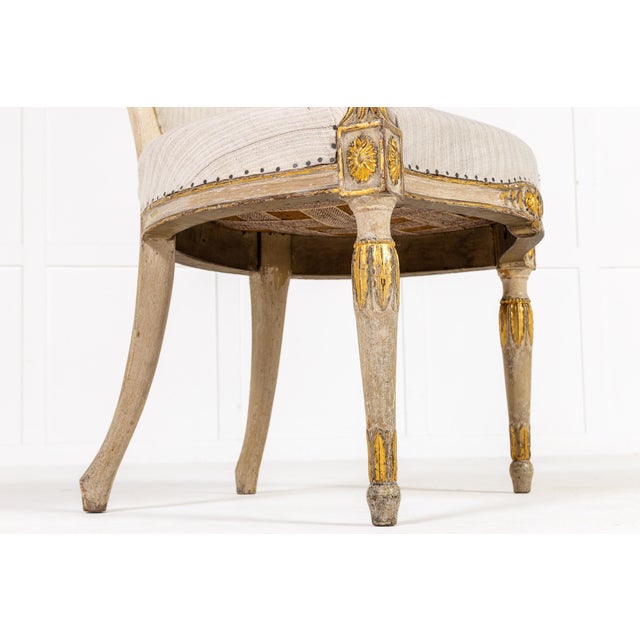 Late 18th Century English Painted and Parcel Gilt Armchair For Sale - Image 10 of 15