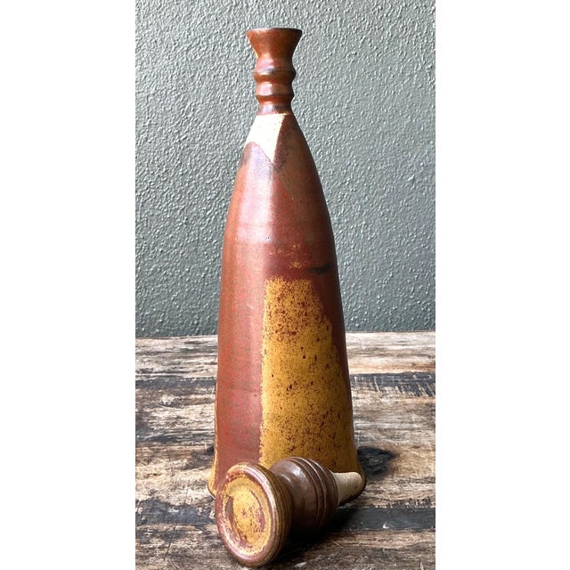 Vintage Handcrafted Studio Pottery Bottle For Sale - Image 9 of 13