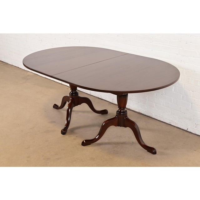 Brown Kittinger Georgian Solid Mahogany Double Pedestal Extension Dining Table, Newly Refinished For Sale - Image 8 of 14