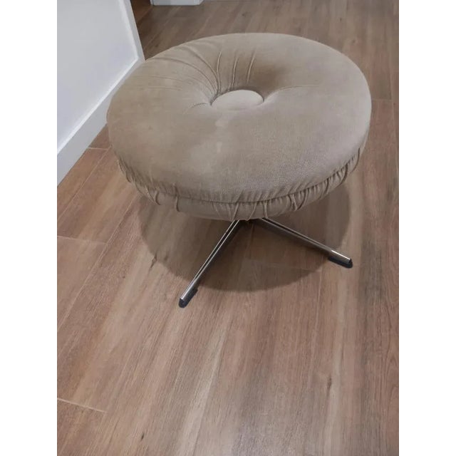Corduroy Swivel Pouf from Isku, Finland, 1960s For Sale - Image 4 of 10