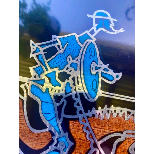 Mid 20th Century Vintage Couroc Monterey Don Quixote Horse & Rider Inlay Serving Tray – Rare Mid Century California Design For Sale - Image 5 of 11