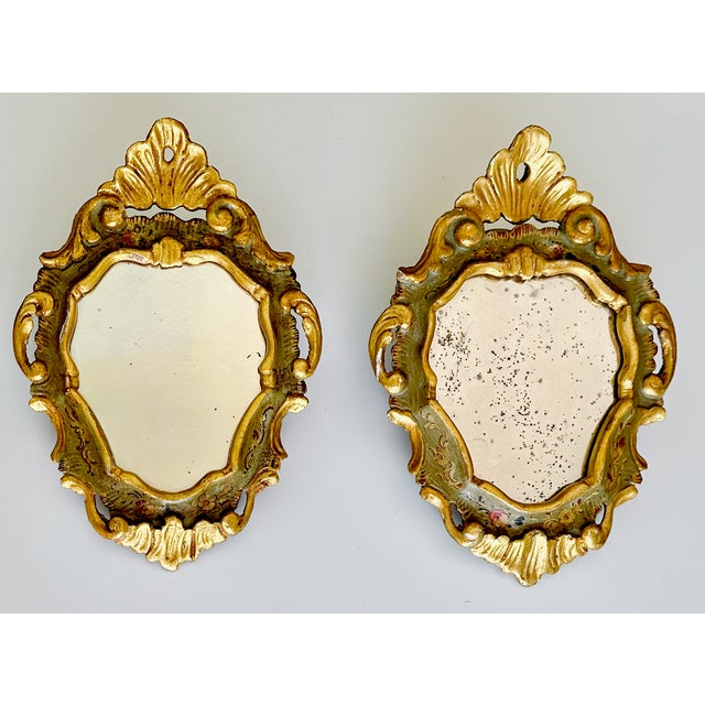 Pair Italian Venetian Painted Gilt Wood Wall Mirror, 1960s For Sale - Image 16 of 16