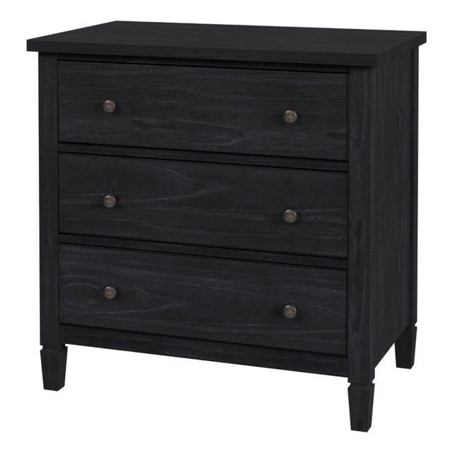 Flagstaff 30 in. W Rectangular Wood 3 Drawer Dresser, Washed Black For Sale