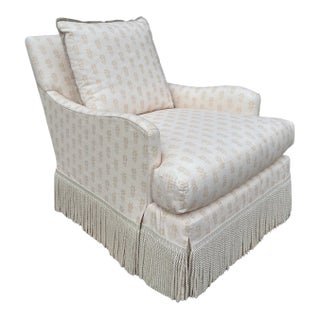 Lee Industries Bullion Fringe Swivel Chair For Sale