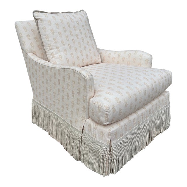 Lee Industries Bullion Fringe Swivel Chair For Sale