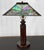 Arts & Crafts Antique Arts & Crafts Slag Glass Oak Table Lamp For Sale - Image 3 of 12