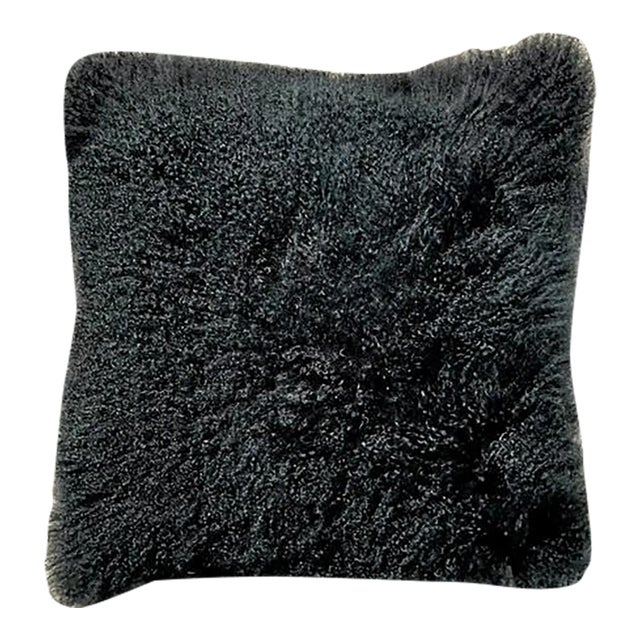 Vintage Boho Curly Lamb Throw Pillow For Sale