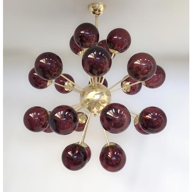 Italian 21st Century Nova Natural Brass Amethyst Bubbles Murano Sputnik Chandelier by Fabio LTD For Sale - Image 3 of 5