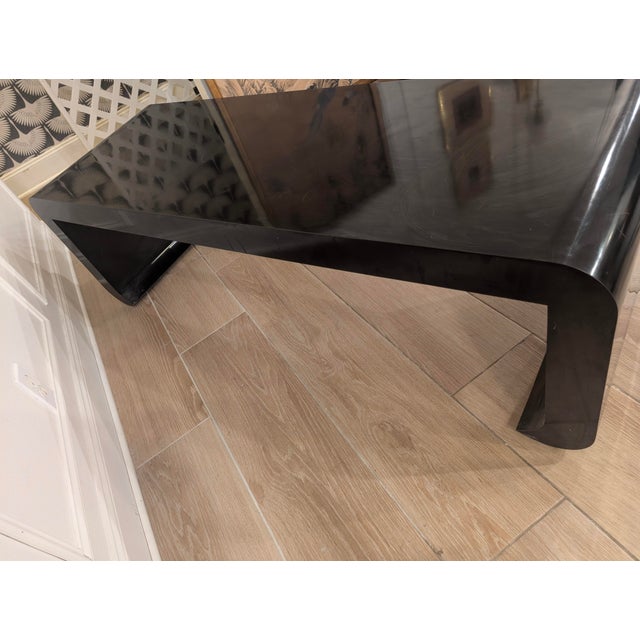 Wood Vintage Karl Springer Style Waterfall Formica Coffee Table For Sale - Image 7 of 7