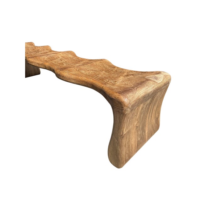 Sculptural Teak Wood Bench For Sale - Image 4 of 12