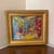 This is an original vintage abstract painting, likely from the mid-20th century, presented in a beautifully ornate gold...