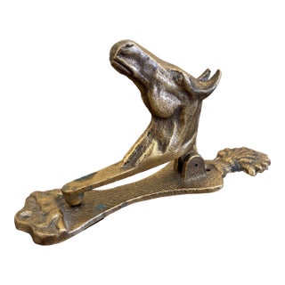 1940s English Cast Brass Equestrian Horse Door Knocker For Sale