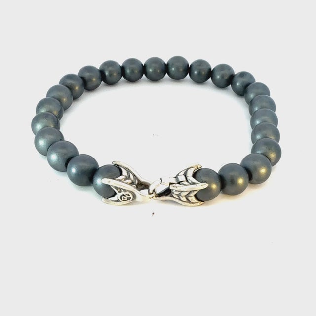 Authentic David Yurman Hematite Prayer Beads Bracelet 8" 8 mm Sterling Silver Estate DY612 Retail: $495.00 This elegant...